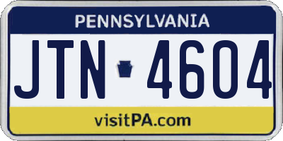 PA license plate JTN4604
