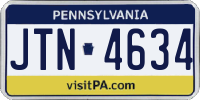 PA license plate JTN4634