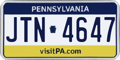 PA license plate JTN4647
