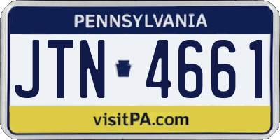 PA license plate JTN4661