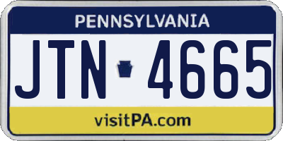 PA license plate JTN4665