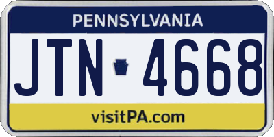 PA license plate JTN4668
