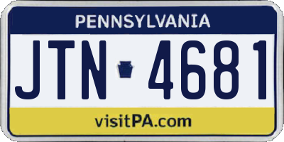PA license plate JTN4681