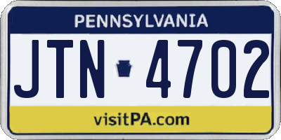 PA license plate JTN4702