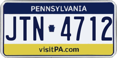 PA license plate JTN4712
