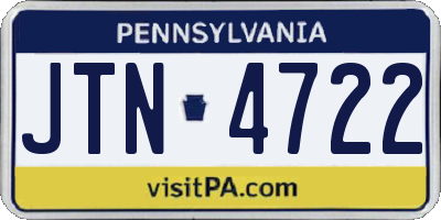 PA license plate JTN4722