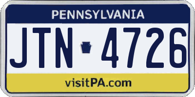 PA license plate JTN4726