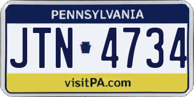 PA license plate JTN4734