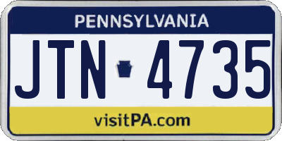 PA license plate JTN4735