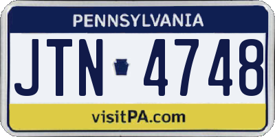 PA license plate JTN4748