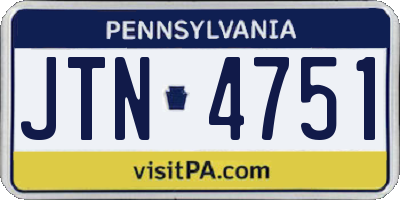 PA license plate JTN4751