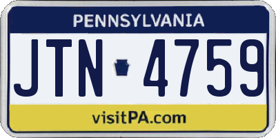PA license plate JTN4759