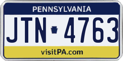PA license plate JTN4763