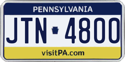 PA license plate JTN4800
