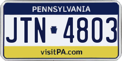 PA license plate JTN4803