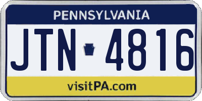 PA license plate JTN4816