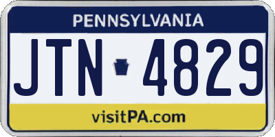 PA license plate JTN4829