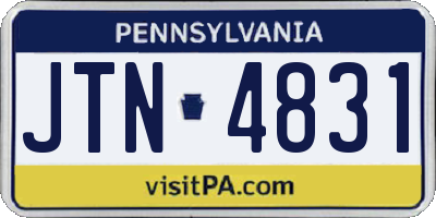 PA license plate JTN4831