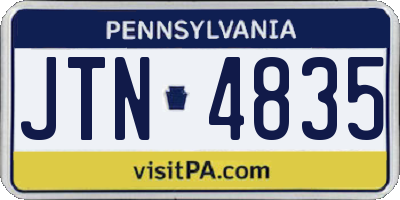 PA license plate JTN4835