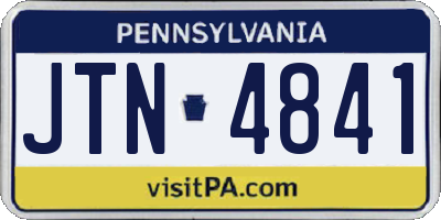 PA license plate JTN4841