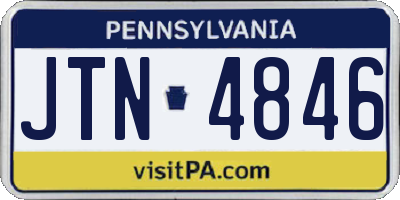 PA license plate JTN4846