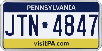 PA license plate JTN4847
