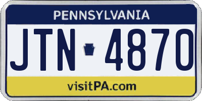 PA license plate JTN4870