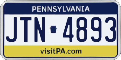 PA license plate JTN4893
