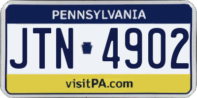 PA license plate JTN4902