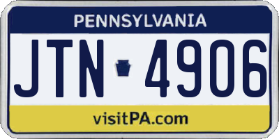 PA license plate JTN4906