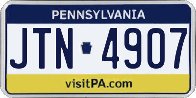 PA license plate JTN4907