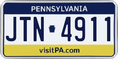 PA license plate JTN4911