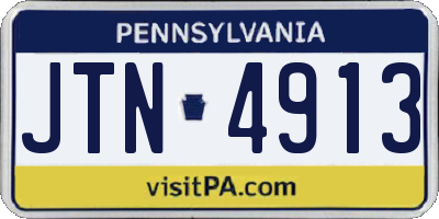 PA license plate JTN4913