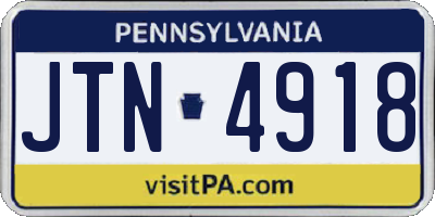 PA license plate JTN4918