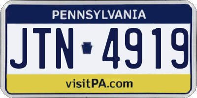 PA license plate JTN4919