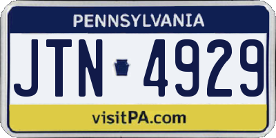 PA license plate JTN4929