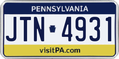 PA license plate JTN4931