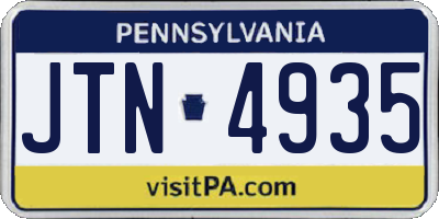 PA license plate JTN4935