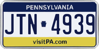 PA license plate JTN4939