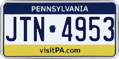 PA license plate JTN4953