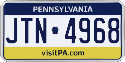 PA license plate JTN4968