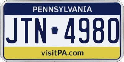 PA license plate JTN4980