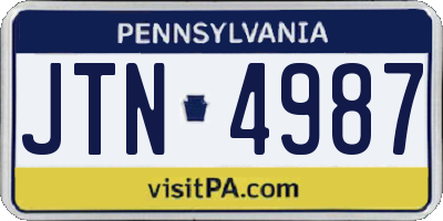 PA license plate JTN4987
