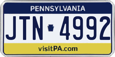 PA license plate JTN4992