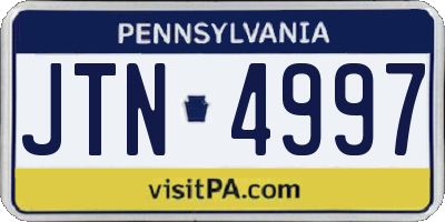 PA license plate JTN4997