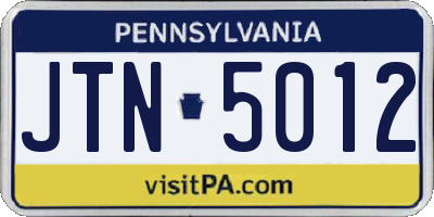PA license plate JTN5012