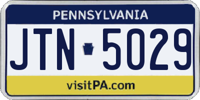 PA license plate JTN5029