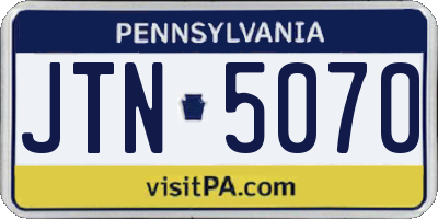 PA license plate JTN5070