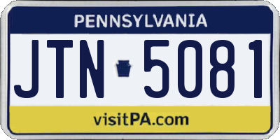 PA license plate JTN5081