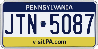 PA license plate JTN5087